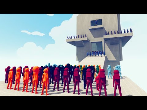100x Among Us Imposters Attacking a King Tower in Totally Accurate Battle Simulator