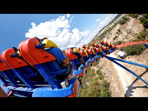 On-ride point of view of Superman Krypton Coaster