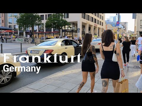 Excursão a pé de verão em Frankfurt am Main, Alemanha |caminhada pela cidade|4k