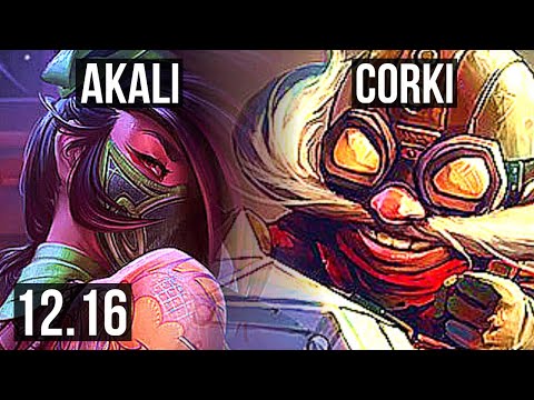AKALI vs CORKI (MID) | 11/1/7, Legendary, 300+ games | KR Master | 12.16
