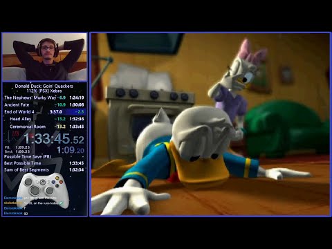 Donald Duck Goin' Quackers 112% PS1 Speedrun in 1:33:45 (Xebra emulator)