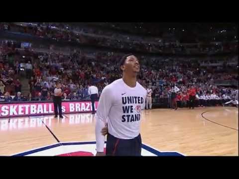 Derrick Rose gets standing ovation in Chicago - USA vs Brazil 2014