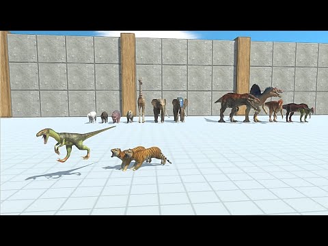 2 VS 1 MODERN MAMMALS VS CARNIVORE DINOSAURS - Animal Revolt Battle Simulator