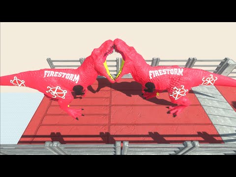 FIRESTORM T REX MOUNTAIN DEATH FALL - Animal Revolt Battle Simulator