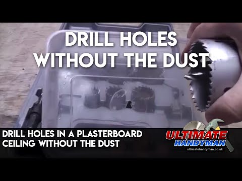 Drill holes in a plasterboard ceiling without the dust