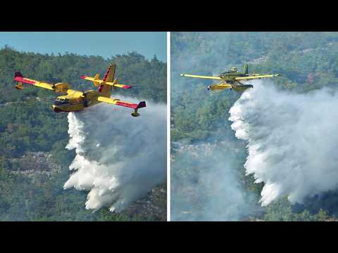 Bombardier CL-415 Water Bomber & Air Tractor Fire Boss - FIREFIGHTING ACTION!