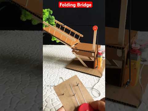 Folding Bridge with Dc motor | #tech #youtubeshorts #dcmotor #schoolproject #sciencemodel #shorts