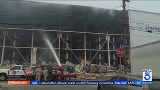 Crews make progress on day 7 of Boyle Heights warehouse fire