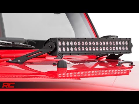 Installing 2007-2017 Jeep Wrangler JK 20-inch LED Light Bar Hood Mount by Rough Country