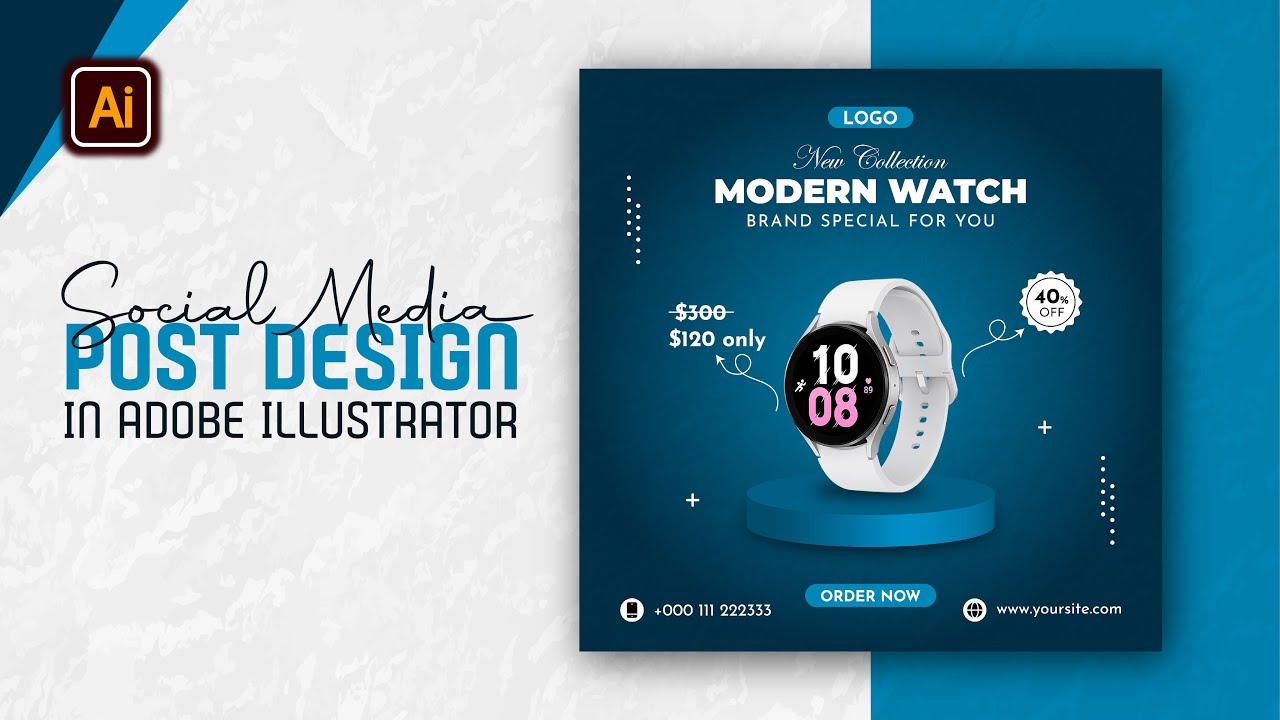 Social Media Post Design in Adobe Illustrator - Adobe Illustrator Tutorial