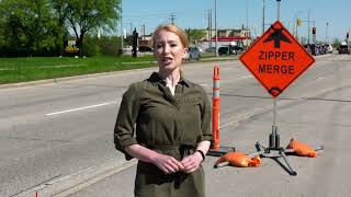 zipper merge on road under construction