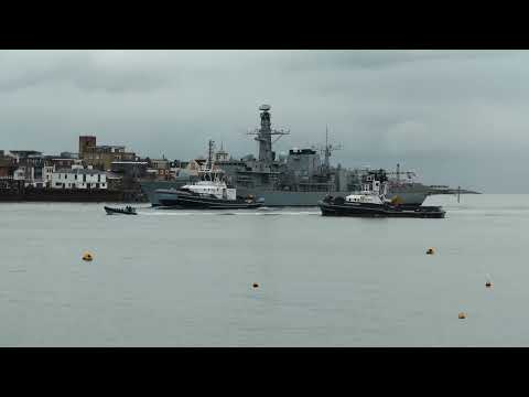 The Queen's Frigate - HMS Lancaster (F229) inbound to Portsmouth Harbour