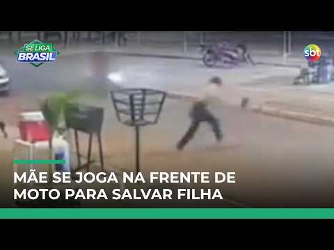 Flagra: mãe corre para salvar filha de atropelamento e acaba atingida por moto | #SeLigaBrasil