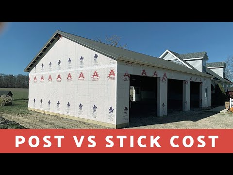 36x48 POLE BARN 3 car garage in Ohio.  Cost difference between post and stick frame revealed...