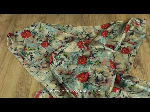 Floral print silk & rayon satin dress fabric