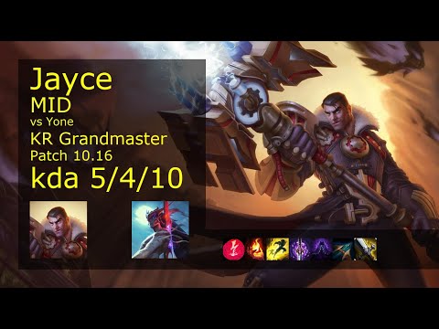 Jayce vs Yone Mid - KR Grandmaster 5/4/10 Patch 10.16 Gameplay // [롤] 제이스 vs 요네 미드