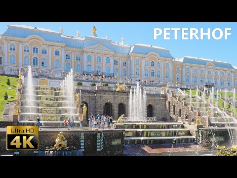 Peterhof - Walking Tour Saint Petersburg - Russia 4K🎧 ASMR With Water Fountains Ambient Sounds