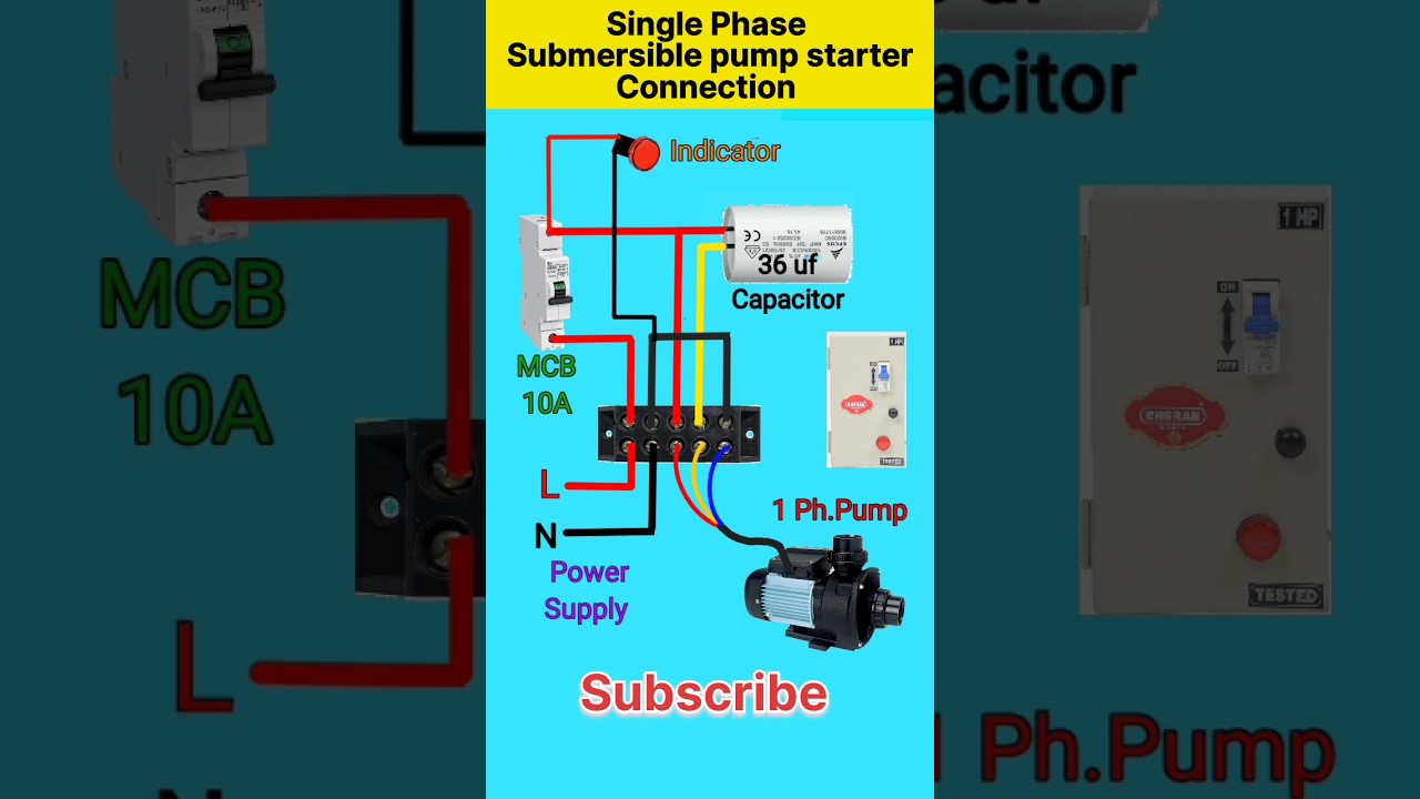 Single Phase Submersible Pump Starter Connection | Starter Wiring | Motor Starter | Shorts | Viral