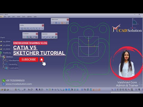 M CAD Solutions CATIA Training Course Exercises for Beginners | CATIA Sketcher Workbench #catiav5