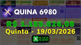 Resultado da Quina 6980, Quinta-feira, 19/03/2026