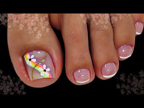 DISEÑO DE UÑAS SENCILLO Y ELEGANTE | UÑAS PARA PIES 🌸🦶🏼💅😍