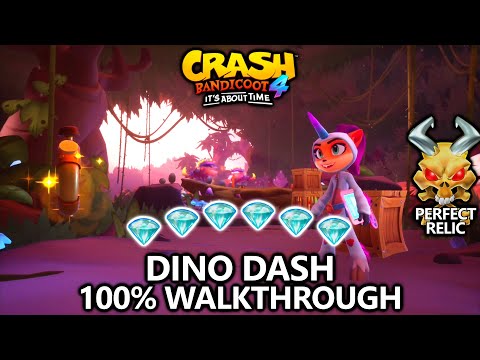 Crash Bandicoot 4 - 100% Walkthrough - Dino Dash - All Gems Perfect Relic
