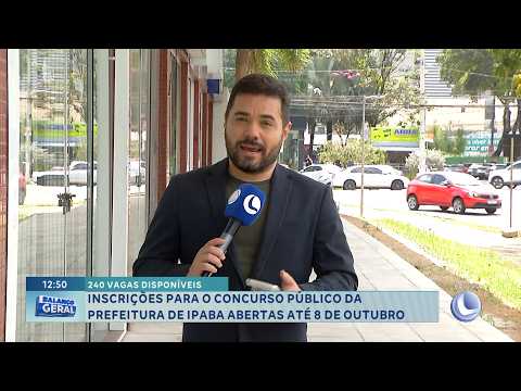 240 vagas disponíveis: Inscrições para concurso da Prefeitura de Ipaba vão até 8 de outubro.