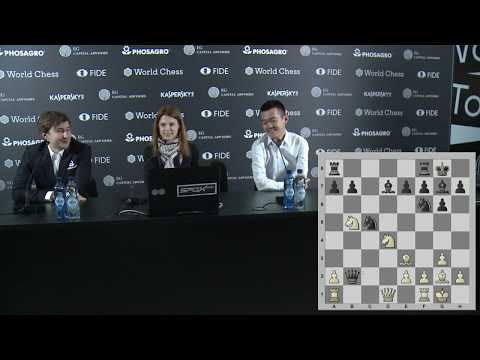 Round 6. Press conference with Ding Liren and Karjakin