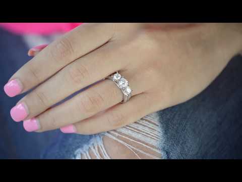 0.98 Ct. Three Stone Shared Prong Wedding Anniversary Band - TwoBirch TB-WR-0159-WG-L