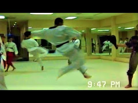 Taekwondo Clay Barber, Andre Lima and James Choi Kicking Paddles at LATC 1992 || LOS ANGELES TKD USA
