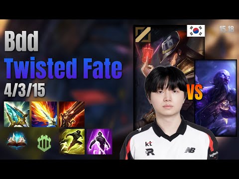 Bdd Mid Twisted Fate vs Ryze lol KR solo rank Full Game 15.18 | 비디디 트위스티드 페이트 vs 라이즈