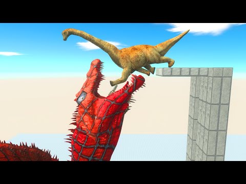 Falling into SPIDERMANH Spinosaurus - Animal Revolt Battle Simulator