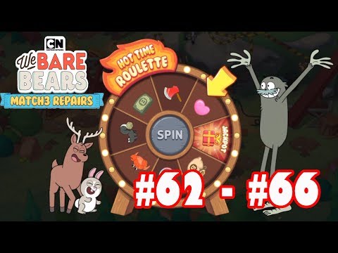 We Bare Bears: Match3 Repairs - Hot Time Roulette Spin Levels 62 -  66 (Cartoon Network Games)