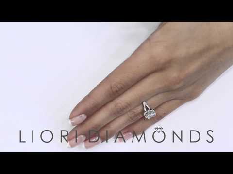 ER - 0976 - 1.57 Carat G-SI1 Cushion Cut Natural Diamond Engagement Ring 14k Gold Pave Halo