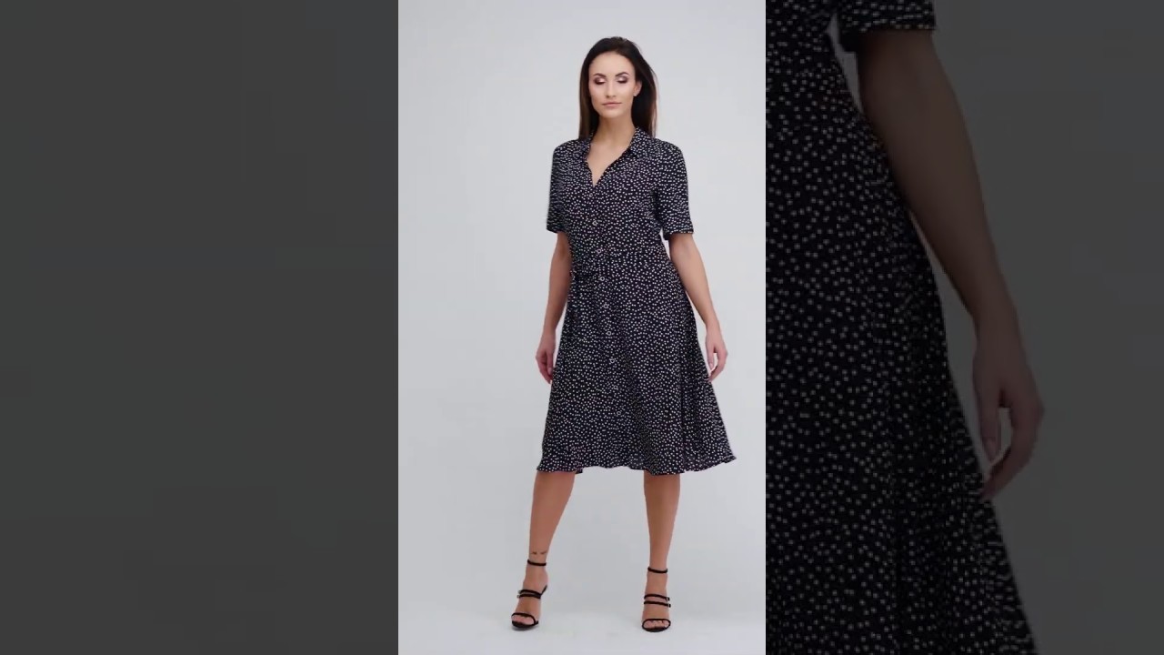 Odszyte.pl Czarna sukienka w białe kropki marki Salko