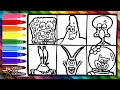 Drawing And Coloring The Characters Of SpongeBob SquarePants ️ Drawings For Kids