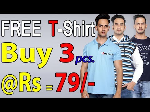 FREE T-Shirt Offer, Buy 3 Branded Tshirts Only Rs.79/- 100% Cashback on Cashkaro to MyVishal product Video