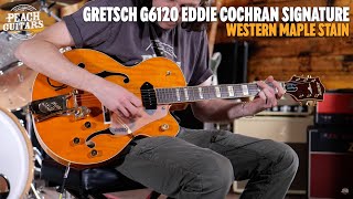 Video thumbnail for No Talking...Just Tones | Gretsch G6120 Eddie Cochran Signature Hollow Body | Western Maple Stain by Peach Guitars