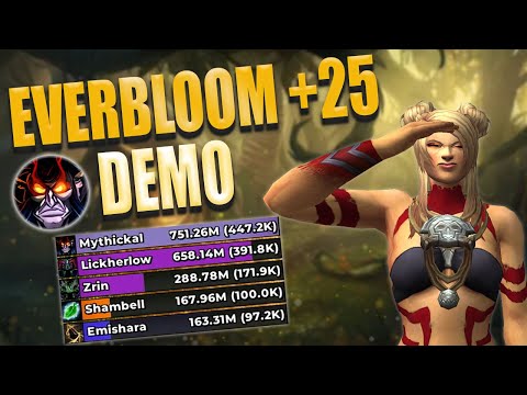 4PC Demonology Warlock | 447.2K Overall | Everbloom Mythic +25 | WoW Dragonflight 10.2