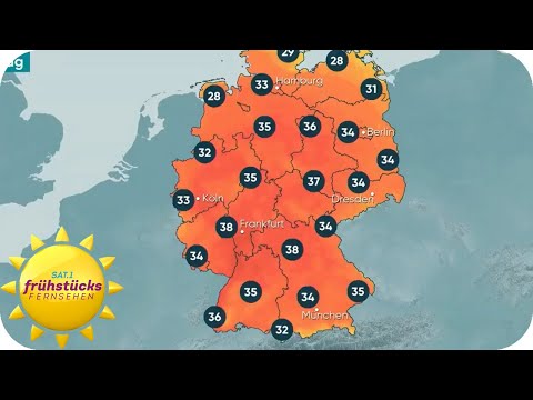 Es wird heiß! Bist zu 38 Grad auf der Wetterkarte in Deutschland | SAT.1 Frühstücksfernsehen