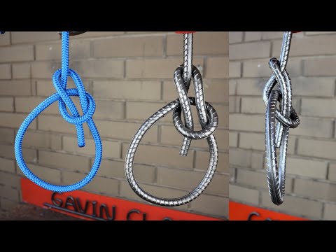 I make a Steel Knot by Bending Rebar - Bowline Knot - without Heating, Metal Art Project