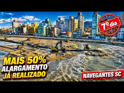 Multidão acompanhando Alargamento Praia Gravatá já passou metade obra..Navegantes SC 