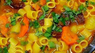 SOPA COM MUSCULO BOVINO [ macarrão e legumes]