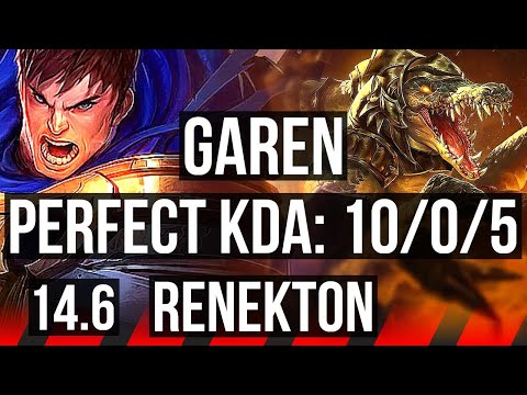 GAREN vs RENEKTON (TOP) | 10/0/5, 8 solo kills, Legendary | NA Master | 14.6