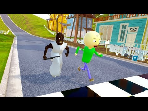 GRANNY VS BALDI RACES - Hello Neighbor