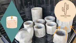 Cómo hacer macetas para tu emprendimiento!!! 🪴efecto mármol y yesocreto para suculentas🤠 o velas🕯