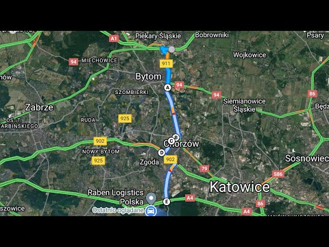 CabView -Przejazd z A1 z Piekar Śl. do A4 do Chorzowa. 08,2022
