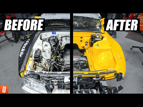 Building and Heavily Modifying a 1989 Nissan Skyline R32 GTS-T - Part 11: Engine Bay Transformation!