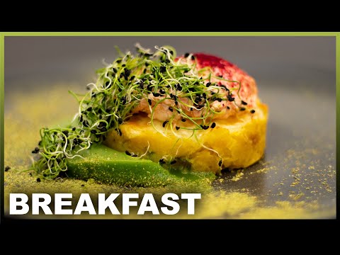 Beetroot Poached Egg and Spinach Jelly Breakfast