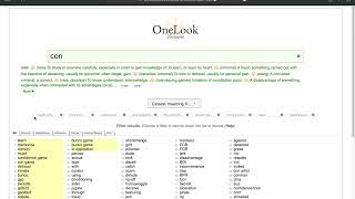 Sorting and Filtering with OneLook Thesaurus
